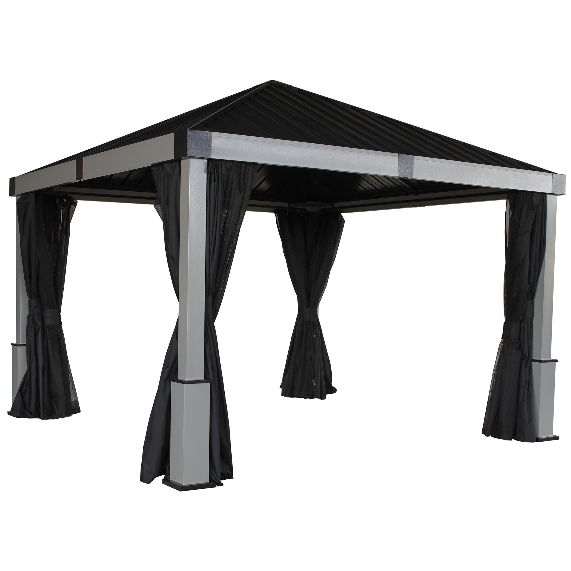 ShelterLogic Lena Hard Top Gazebo - 12ft. x 12ft., Gray, Rustproof Aluminum Frame, Galvanized Steel Roof, Model# 500-9168921